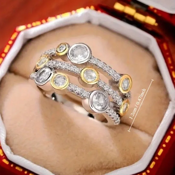 Just in! Yurman style sterling silver and gold ring with faux diamonds - Picture 5 of 5